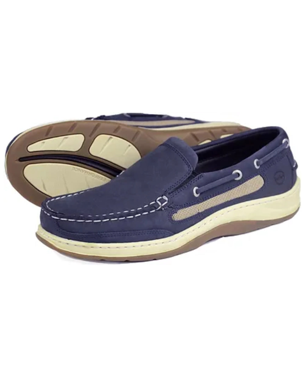 Navy Coloured Orca Bay Mens Largs Loafers On A White Background 