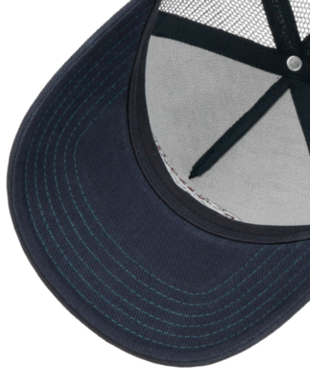 Navy coloured Stetson Vintage Brushed Twill Trucker Cap on White background 