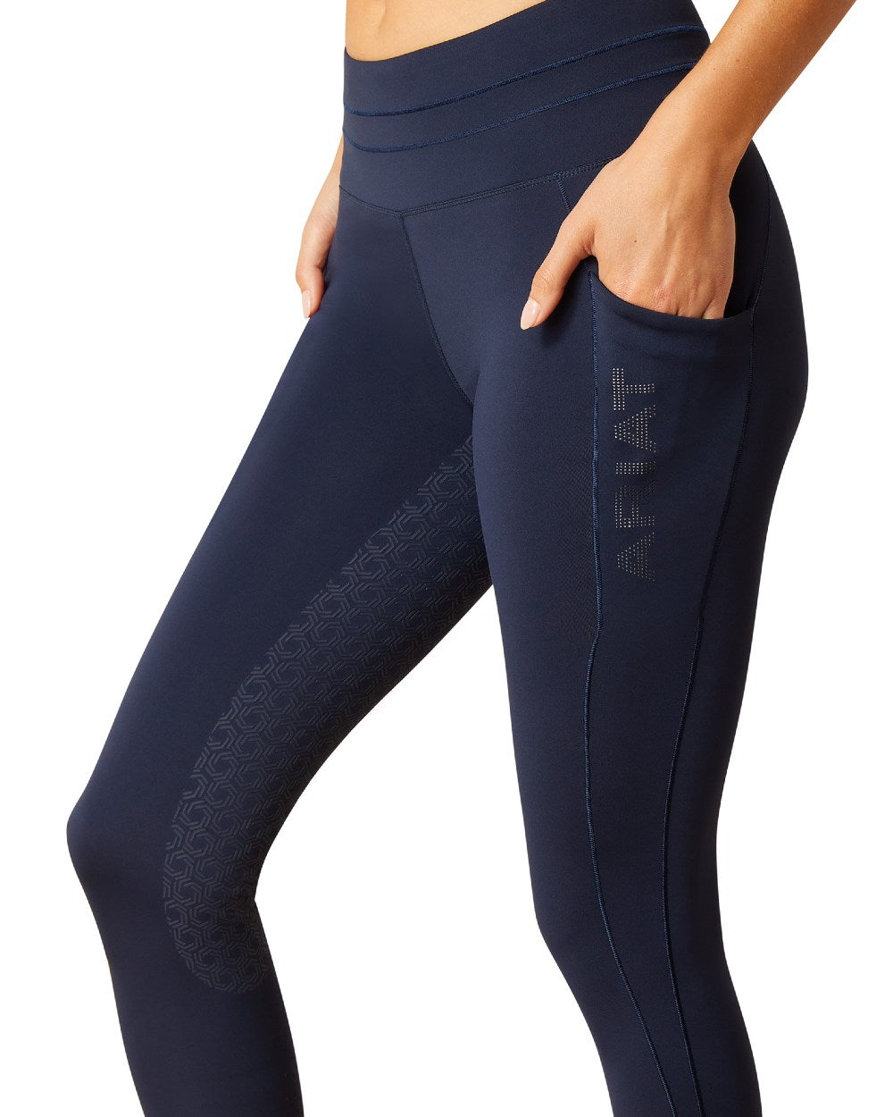 Navy Eclipse Coloured Ariat Womens Eos 2.0 Full Seat Tight On A White Background