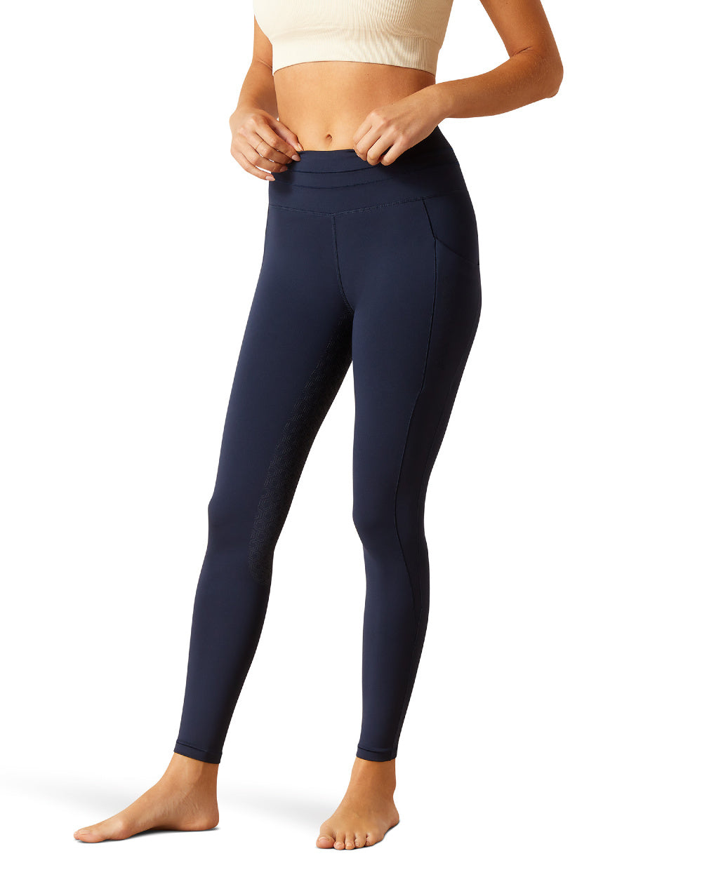 Navy Eclipse Coloured Ariat Womens Eos 2.0 Full Seat Tight On A White Background