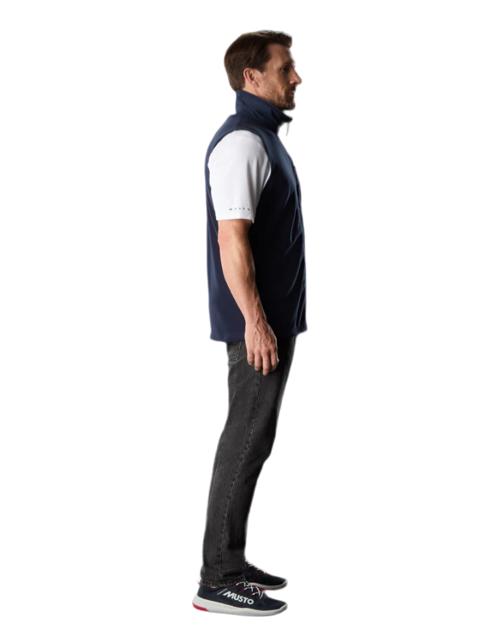 Navy Coloured Musto Mens Evolution Polartec 200 Vest on White Background