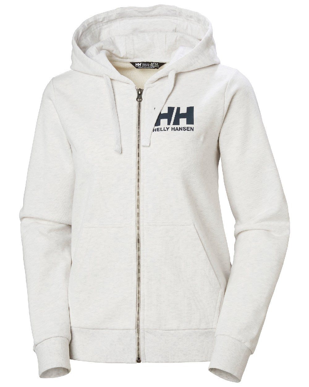 Nimbus Cloud Melange Coloured Helly Hansen Womens HH Logo Full Zip Hoodie on a white background 