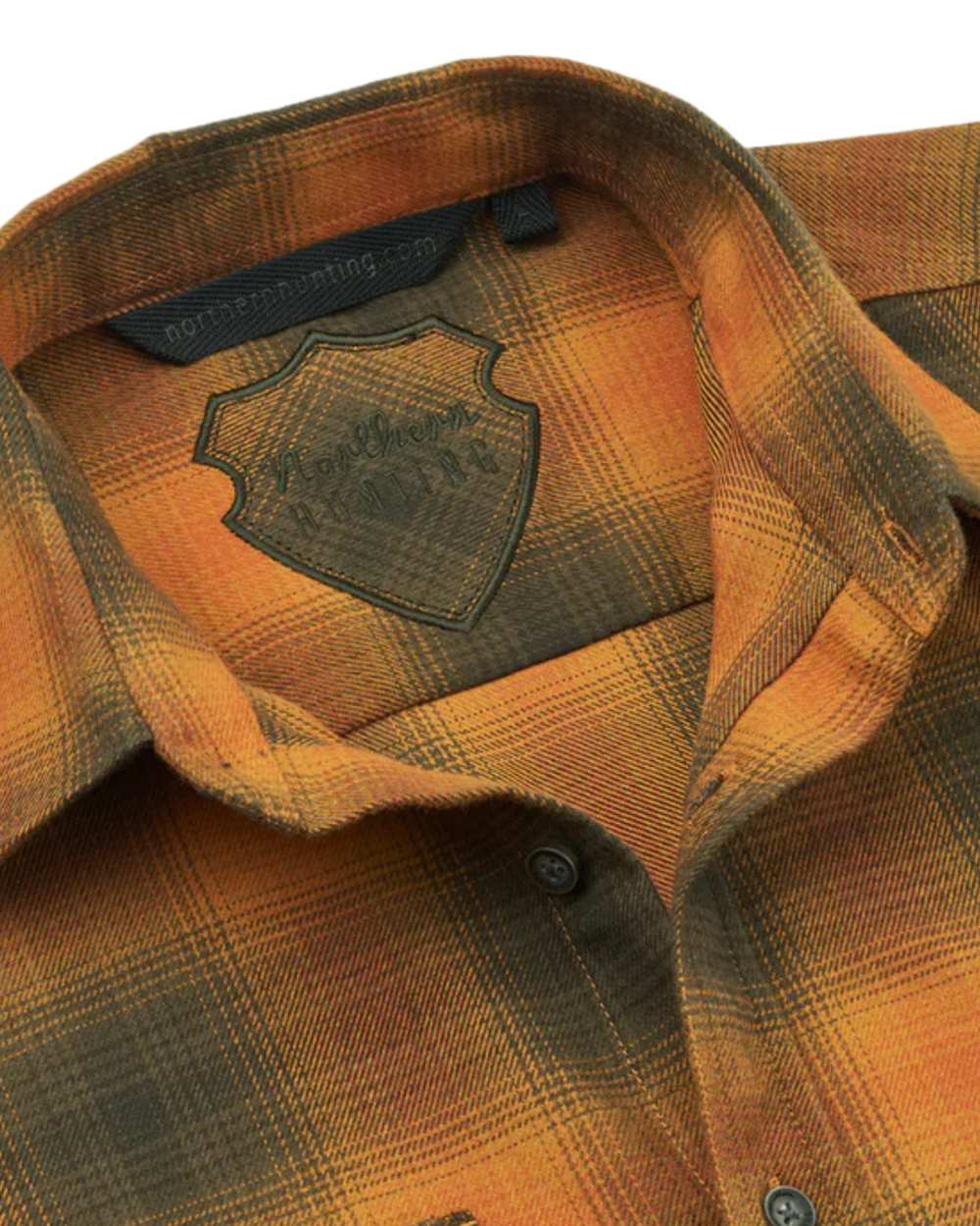 Buckthorn coloured Northern Hunting Mens Alvin Cotton Shirt on white background