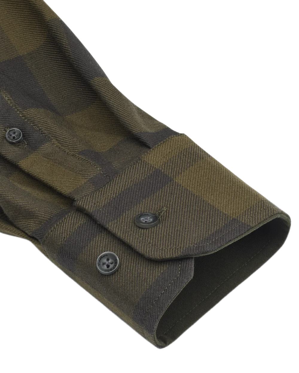 Dark Green coloured Northern Hunting Mens Kaare Cotton Stretch Shirt on white background