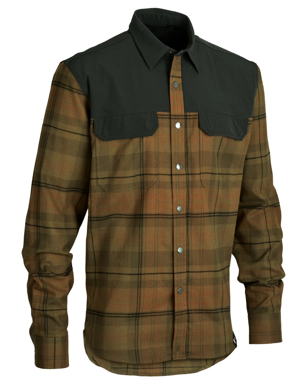 Brown coloured Northern Hunting Mens Kjall Cotton Flannel Shirt on white background