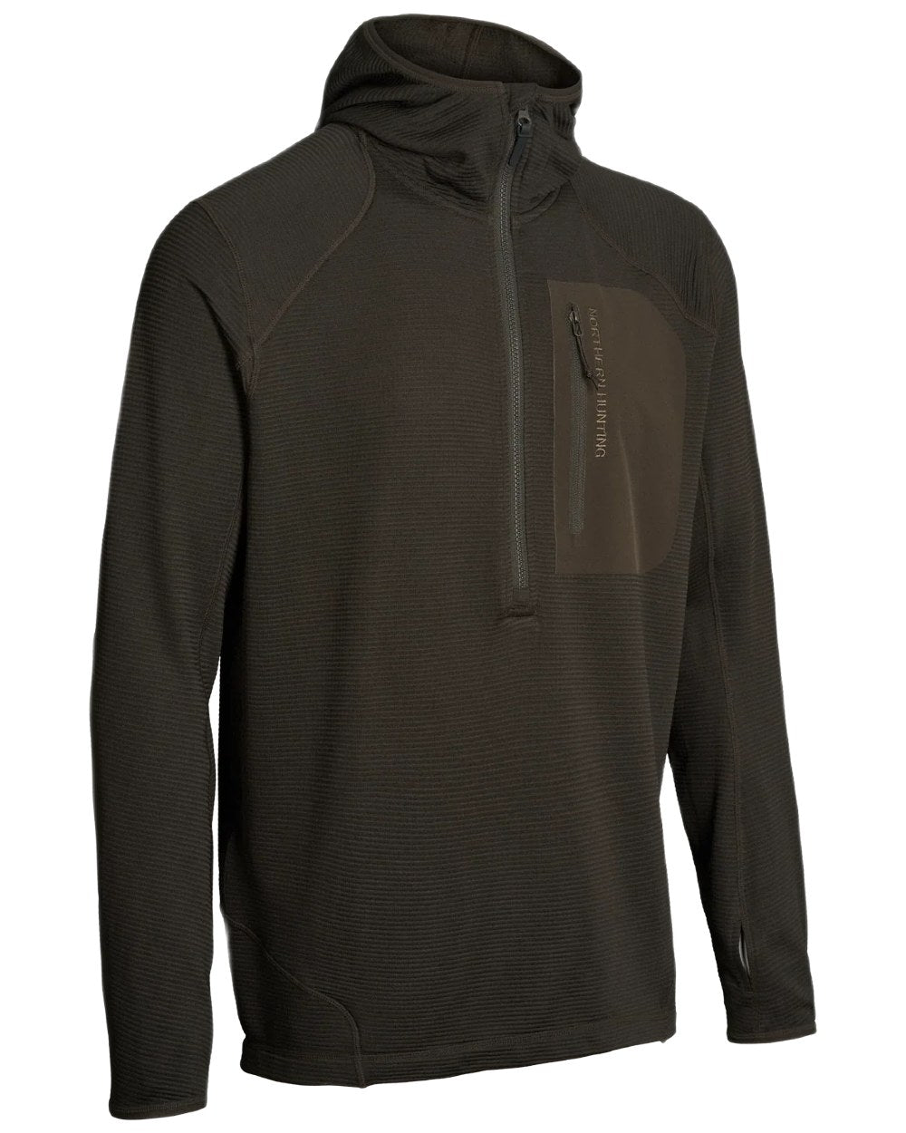 Dark Green coloured Northern Hunting Mens Rolf Half Zip Sweatshirt on white background