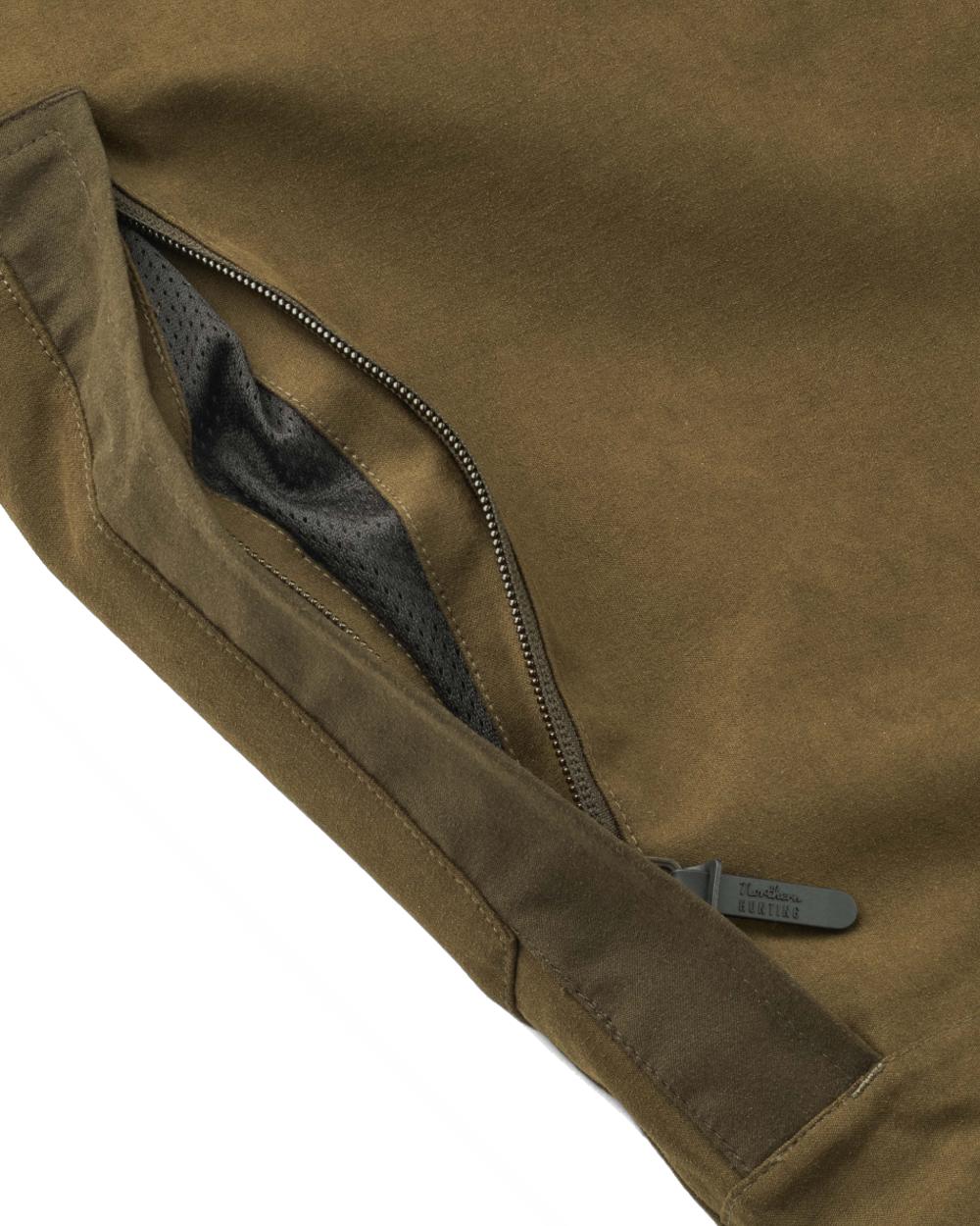 Dark Green coloured Northern Hunting Mens Thor Balder Waterproof Hunting Trousers on white background