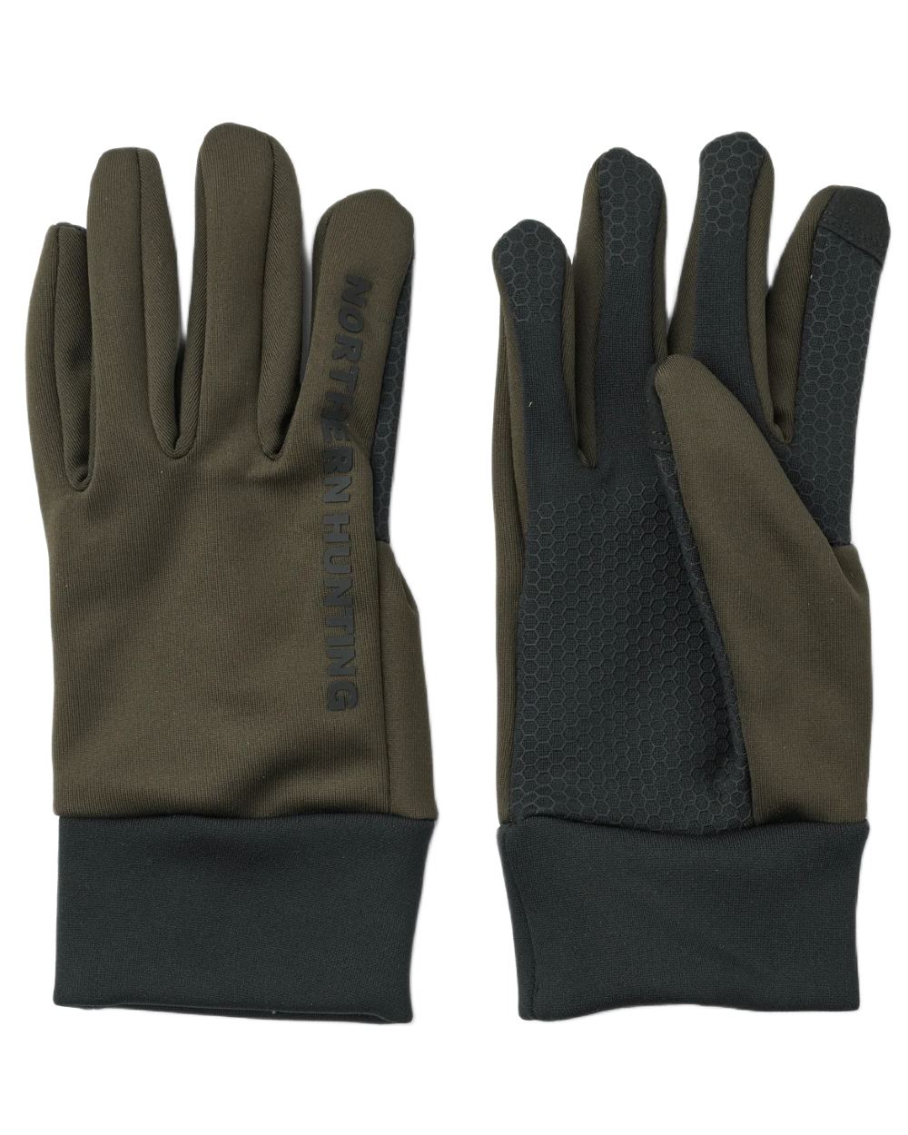 Dark Green coloured Northern Hunting Skarde Gloves on white background