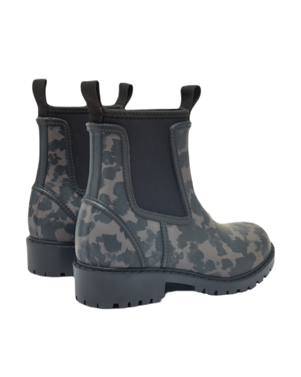 Black Animal coloured Oakfield Womens Short Neoprene Lined Wellies on white background