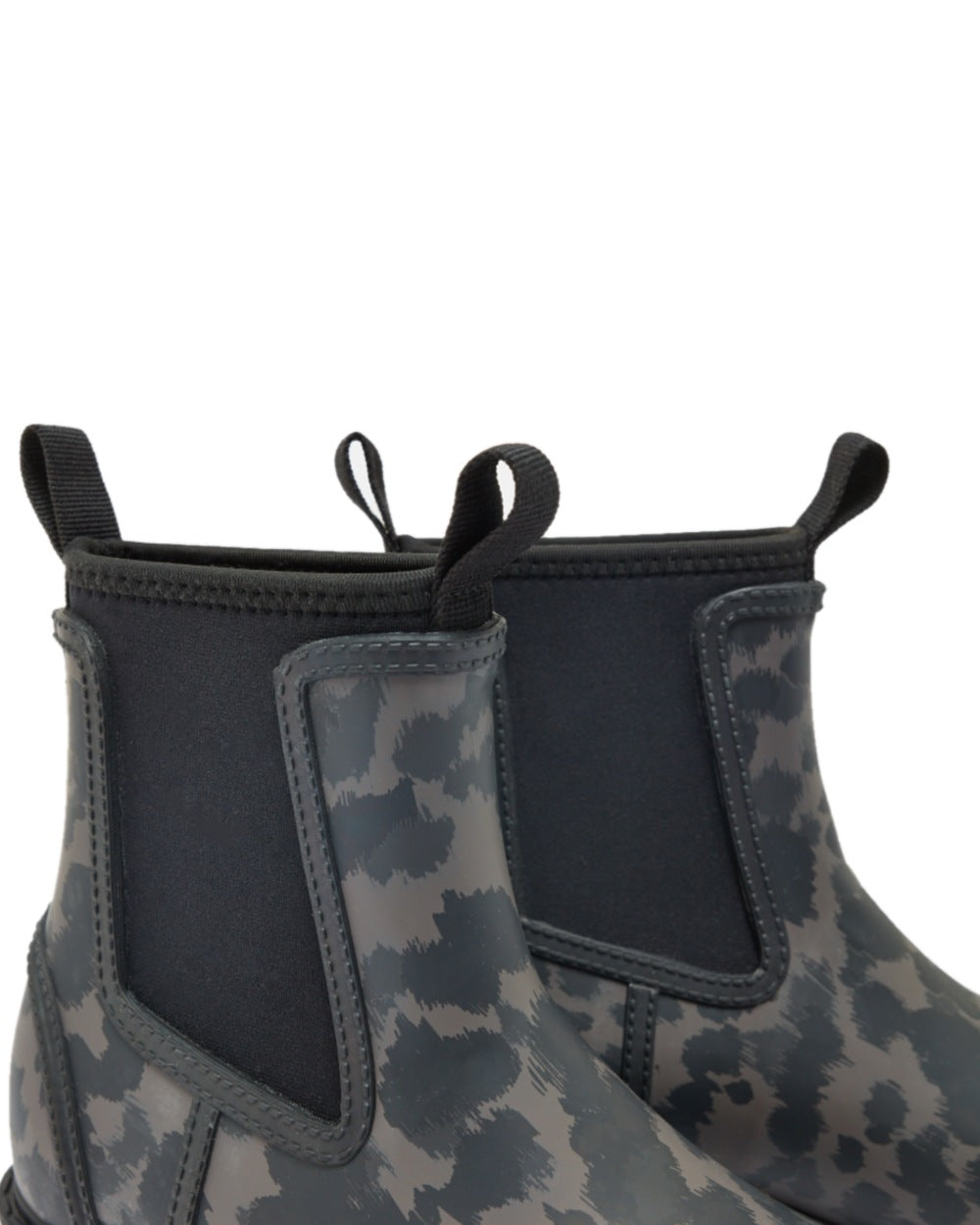 Black Animal coloured Oakfield Womens Short Neoprene Lined Wellies on white background