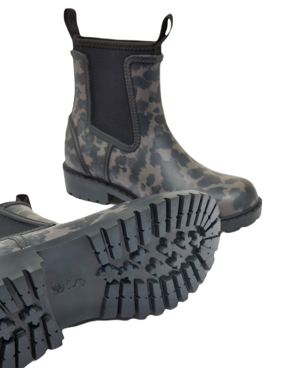 Black Animal coloured Oakfield Womens Short Neoprene Lined Wellies on white background