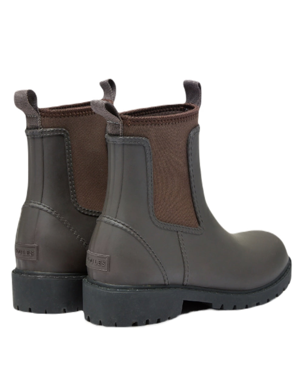 Chocolate Brown coloured Oakfield Womens Short Neoprene Lined Wellies on white background