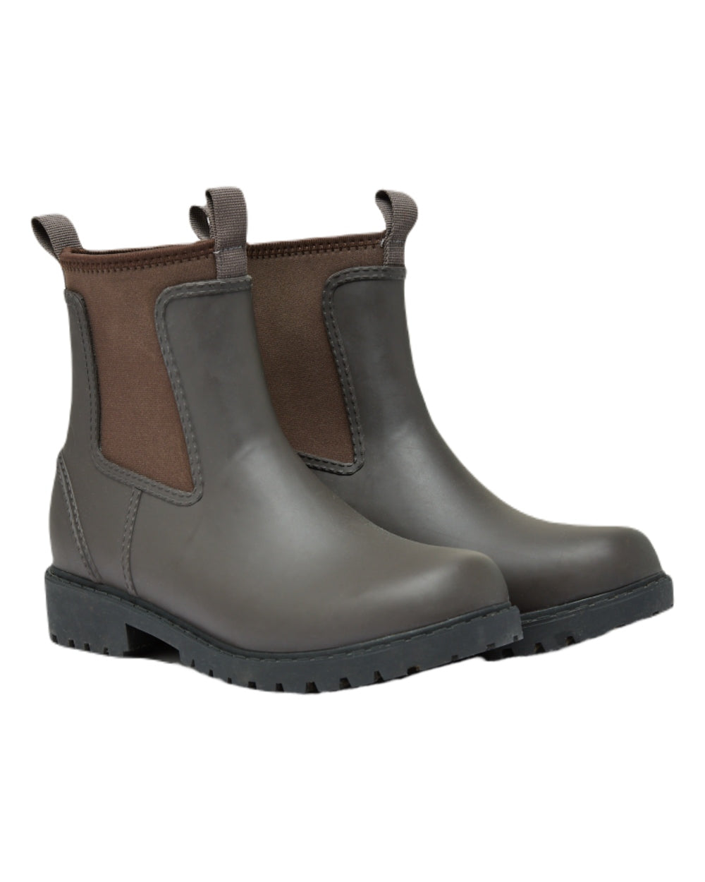 Chocolate Brown coloured Oakfield Womens Short Neoprene Lined Wellies on white background