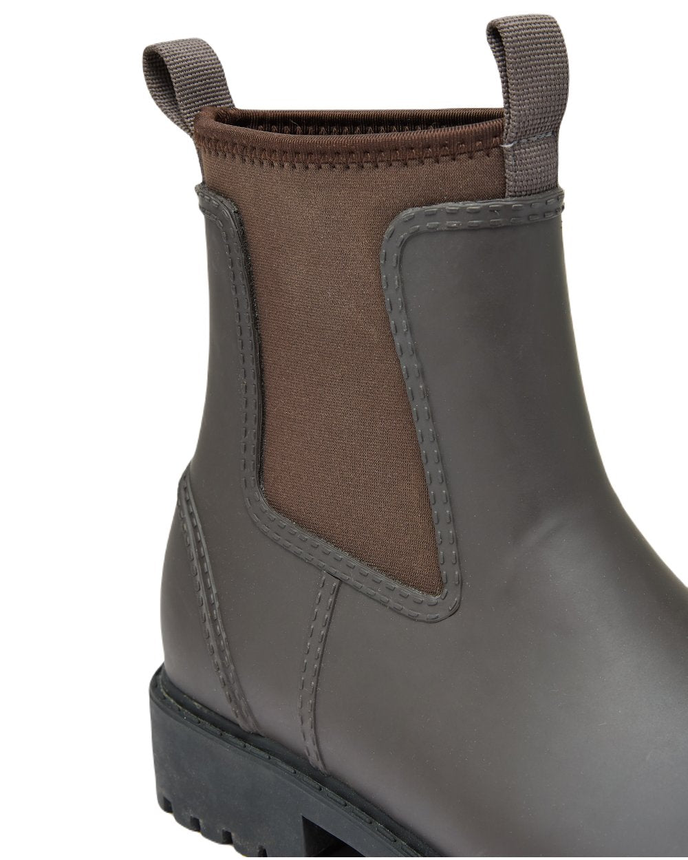 Chocolate Brown coloured Oakfield Womens Short Neoprene Lined Wellies on white background