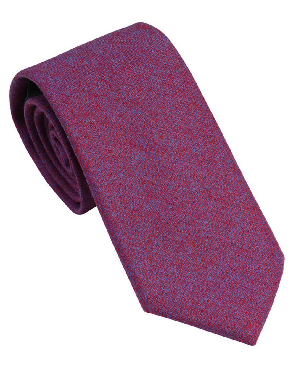 Old Red/Cornflower Coloured Laksen Celtic Tweed Tie On A White Background 