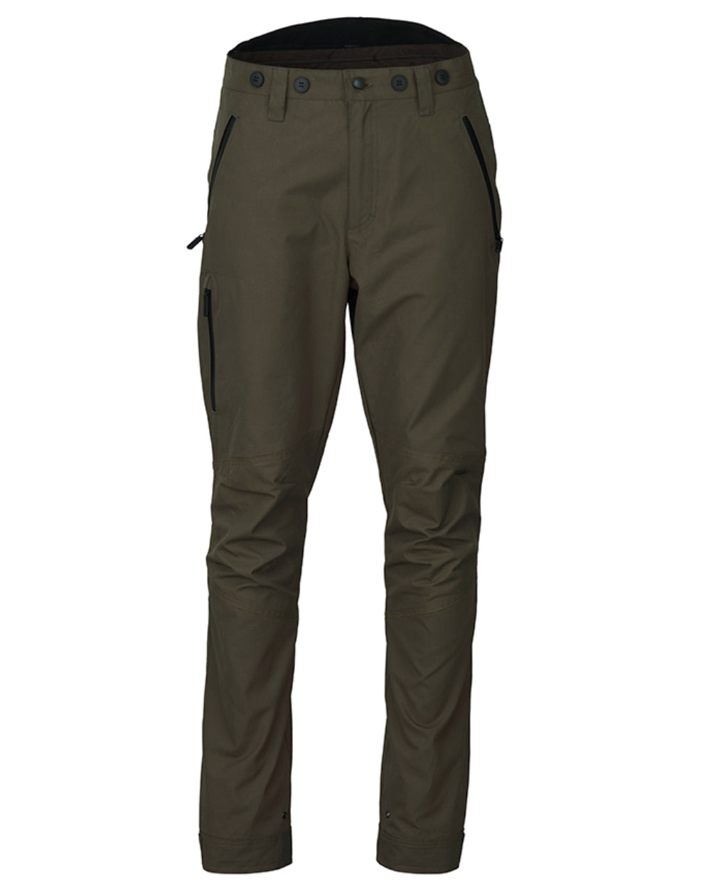 Olive Coloured Laksen Dynamic Eco Trousers On A White Background