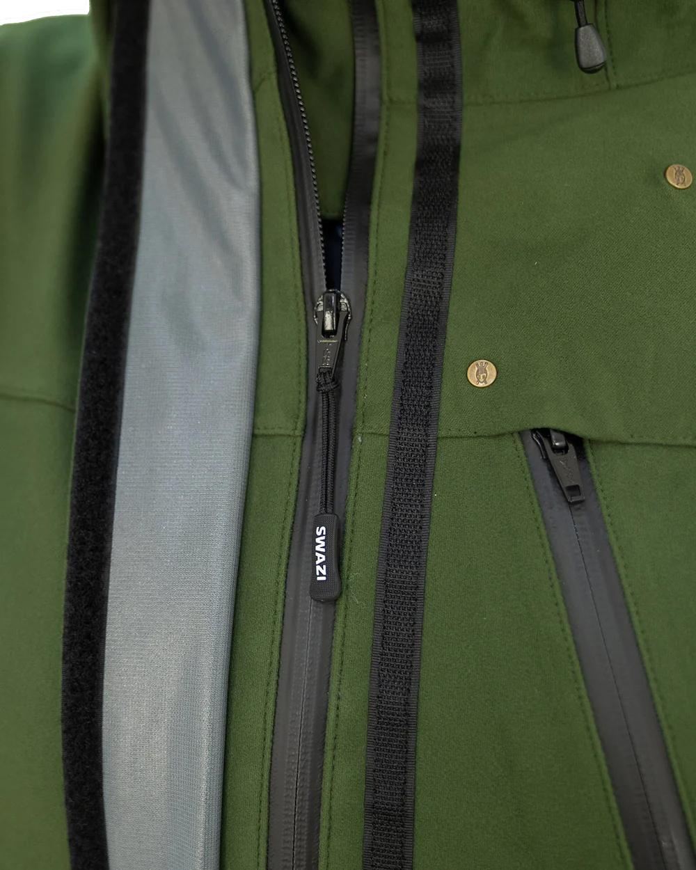 Olive Coloured Swazi Kagoule Jacket On A White Background