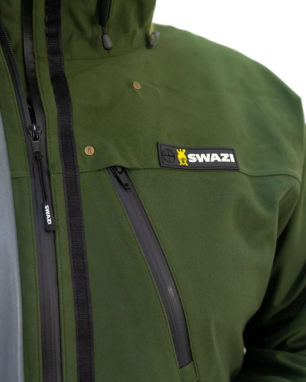 Olive Coloured Swazi Kagoule Jacket On A White Background