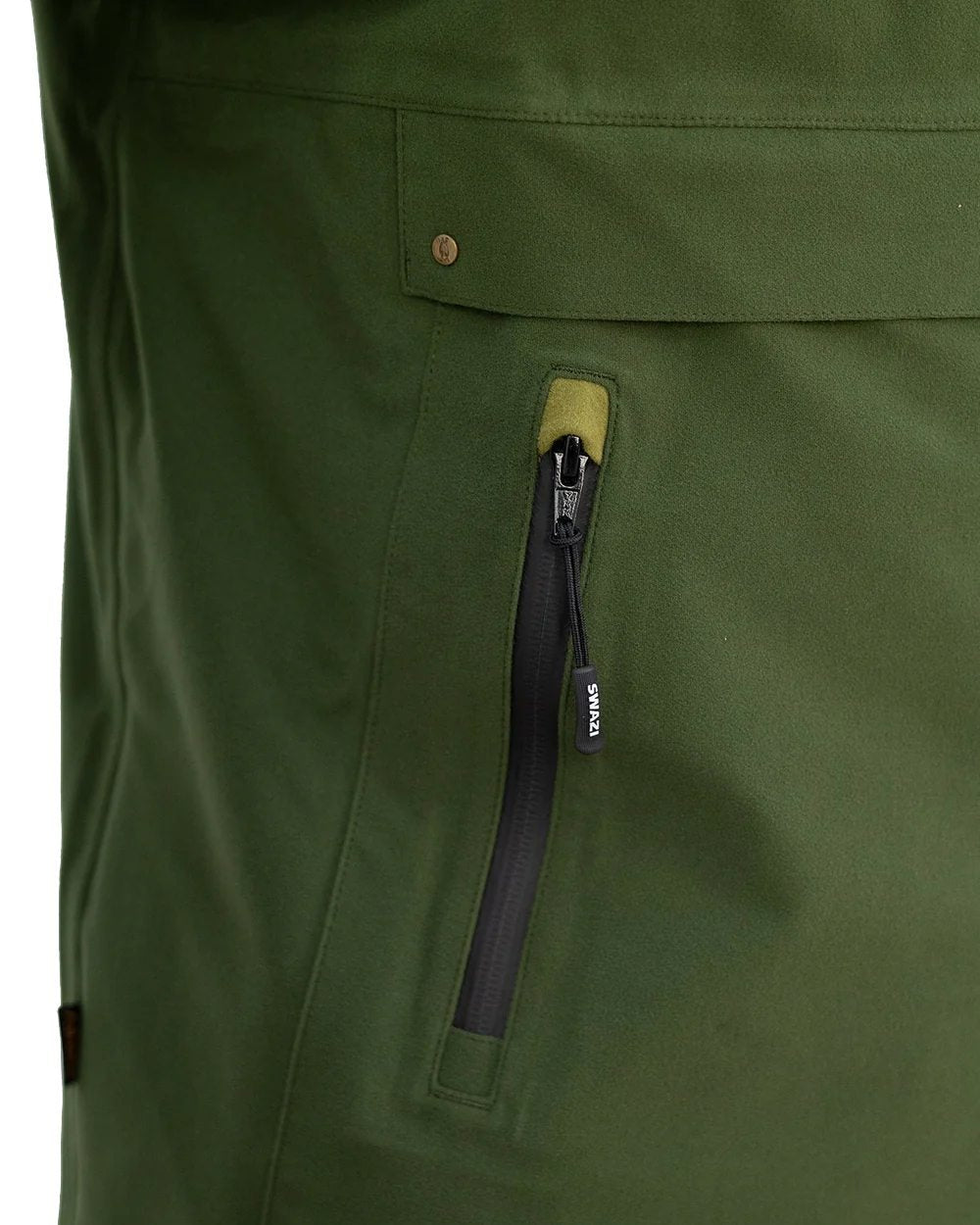 Olive Coloured Swazi Kagoule Jacket On A White Background