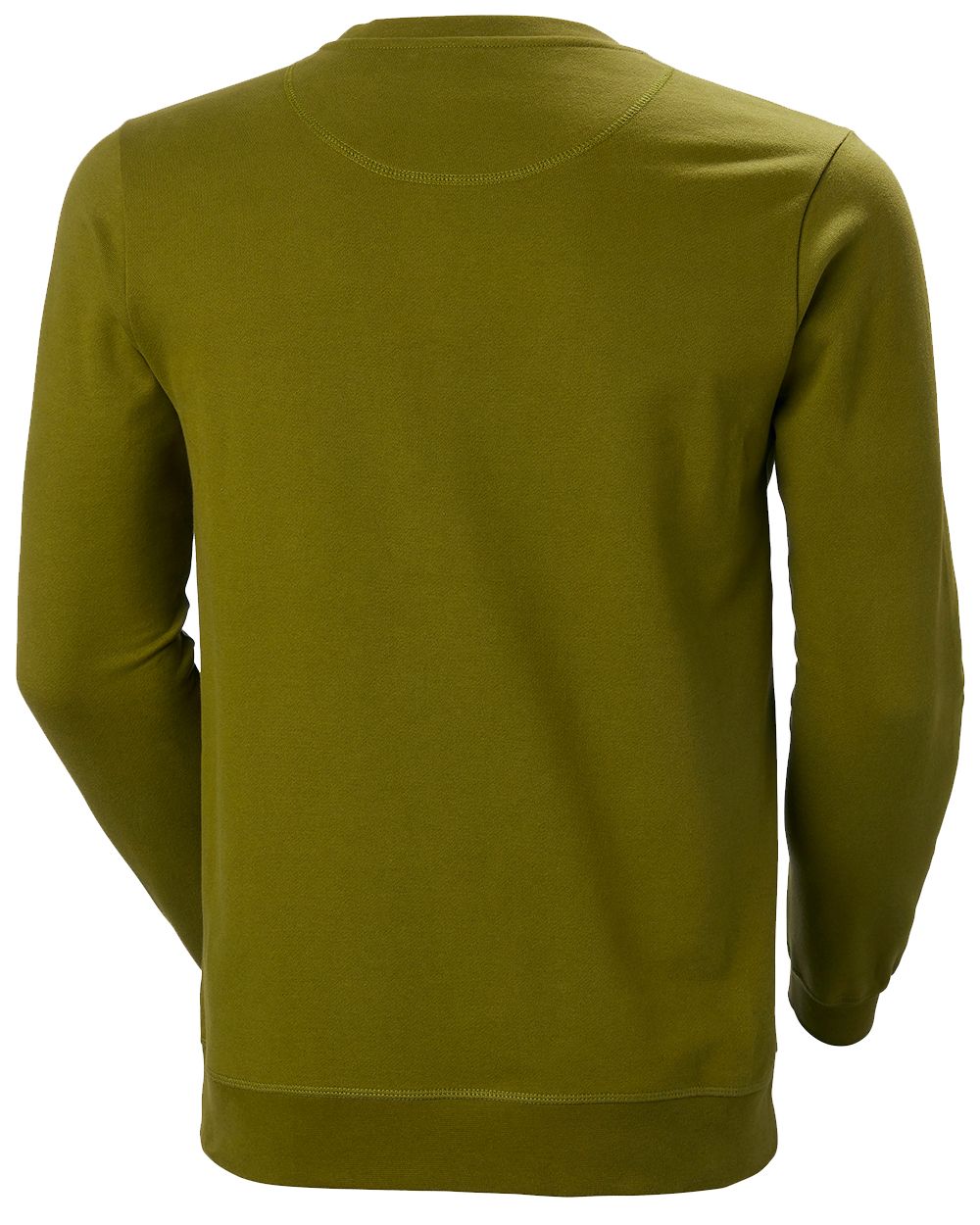 Olive Green Coloured Helly Hansen Mens Logo Crew Sweatshirt On A White Background