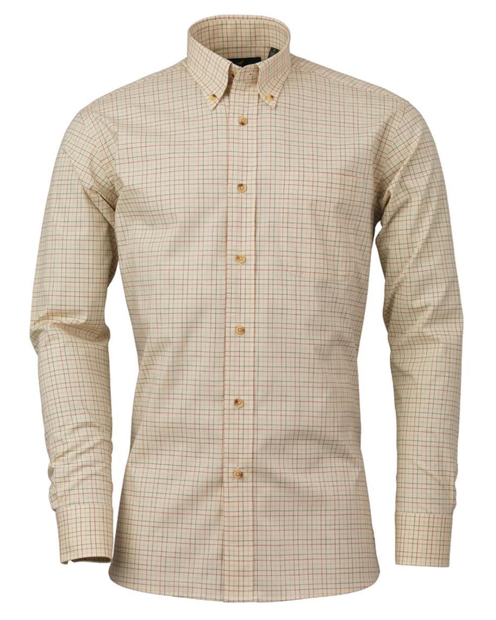 Olive Old Red Sand coloured Laksen Alfie Sporting Stretch Shirt on white background