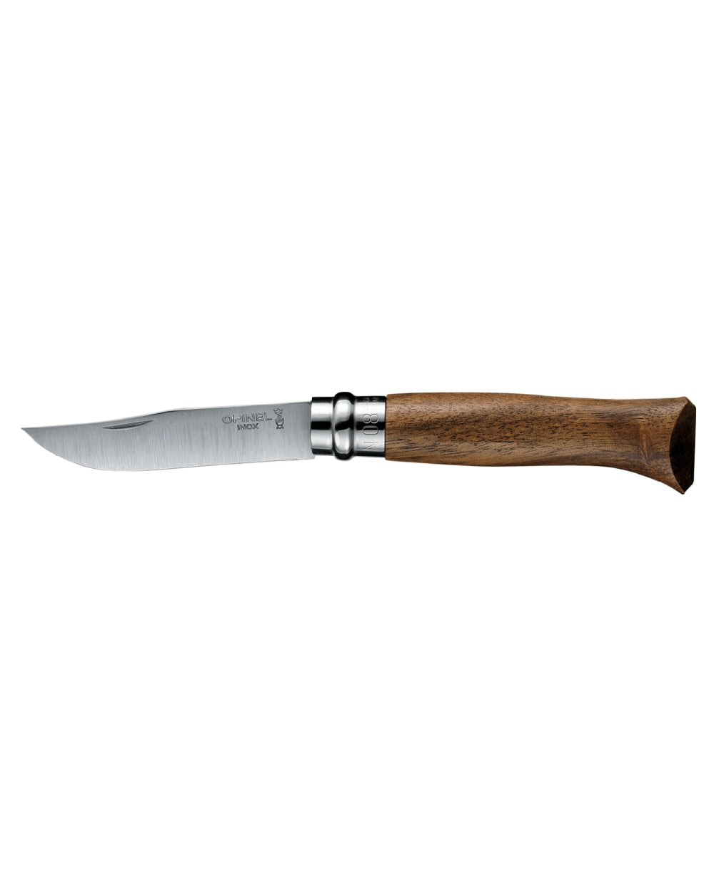Walnut Wood coloured Opinel Varnished Handle Classic Original Knife on white background