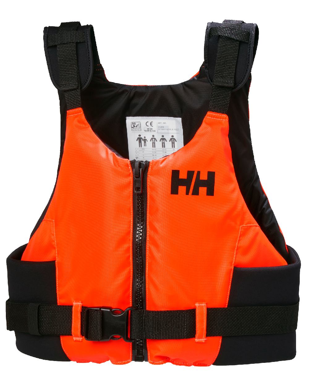 Fluor Orange coloured Helly Hansen Rider Paddle Life Vest on white background 