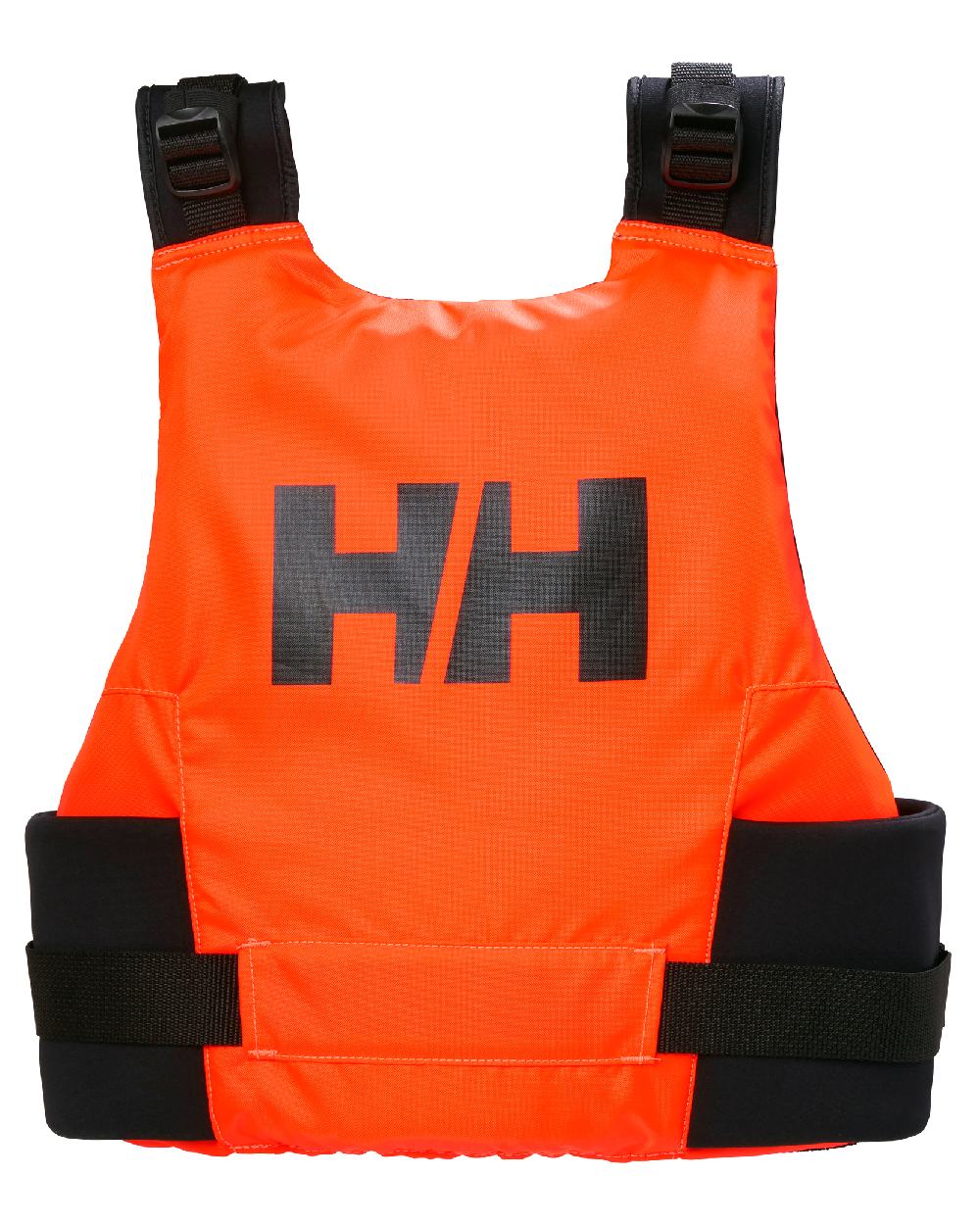 Fluor Orange coloured Helly Hansen Rider Paddle Life Vest on white background