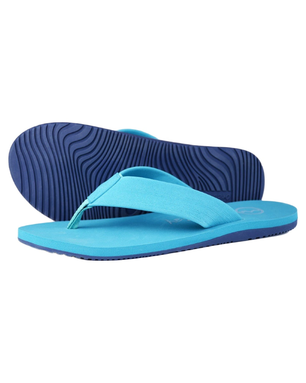 Aqua coloured Orca Bay Bude Flip Flops on white background