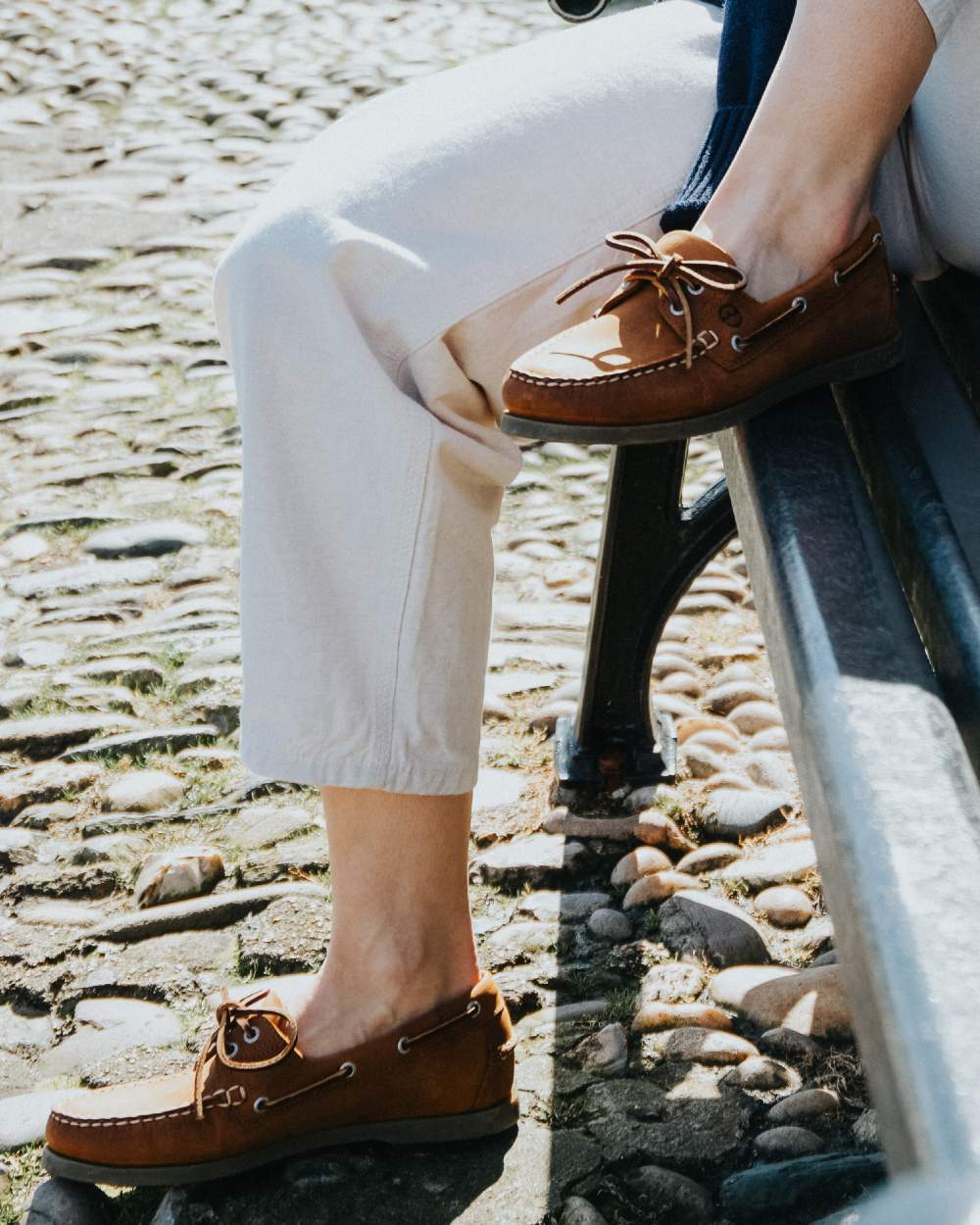 Sand Coloured Orca Bay Creek Womens Deck Shoes On A Outdoor Background