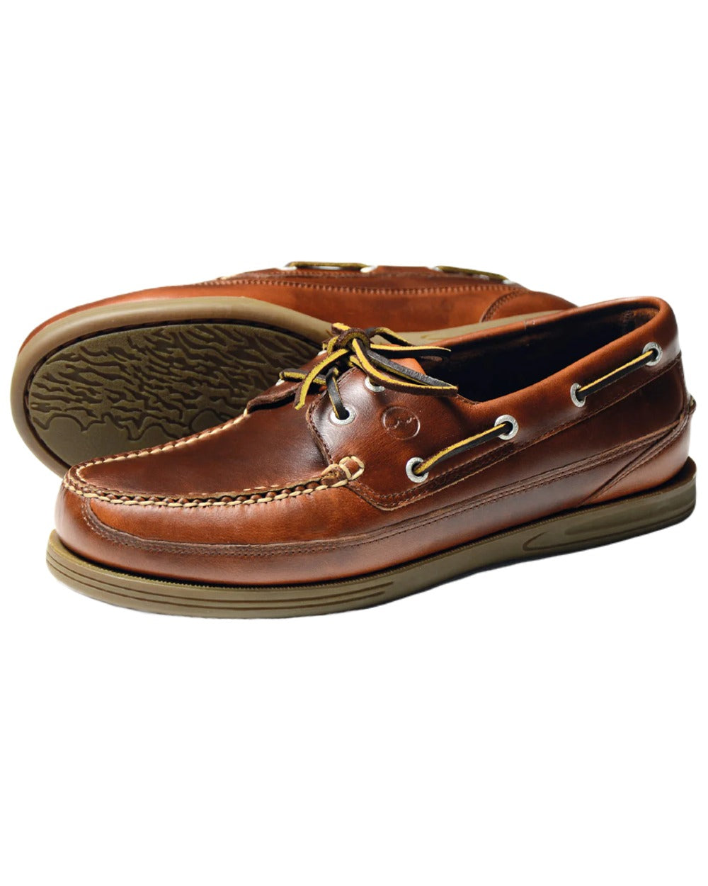 Elk Coloured Orca Bay Mens Fowey Wide Fit Deck Shoes on white background