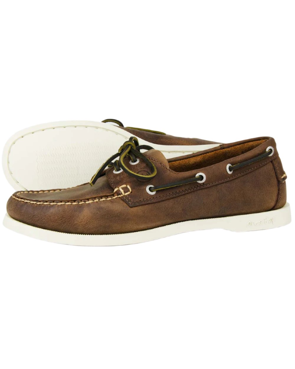 Russet Coloured Orca Bay Mens Maine Deck Shoes on white background