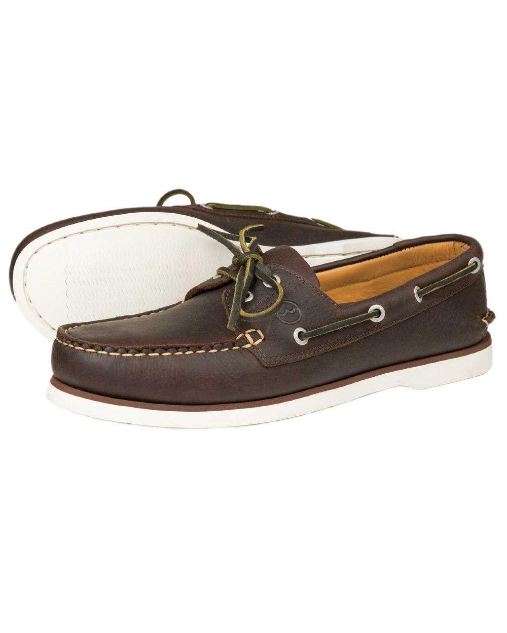 Dark Brown Coloured Orca Bay Mens Portland Premium Ocean Gold Shoes on white background