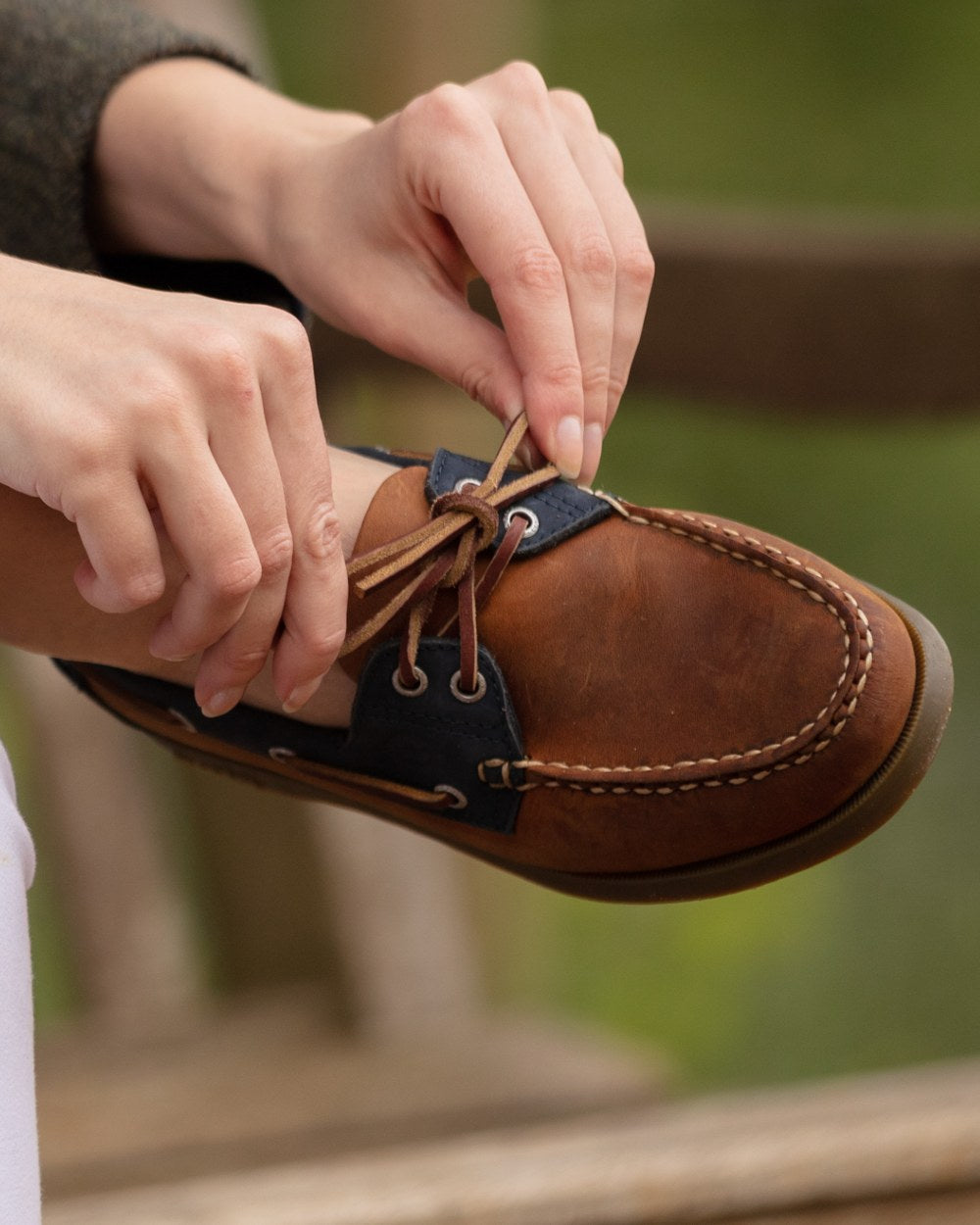 Sand Coloured Orca Bay Oakland Womens Deck Shoes On A Outdoor Background