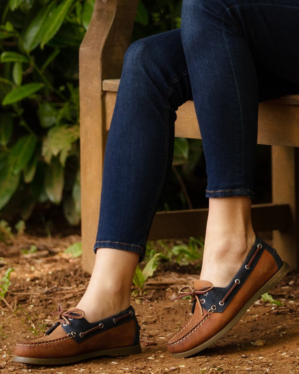 Sand Coloured Orca Bay Oakland Womens Deck Shoes On A Outdoor Background