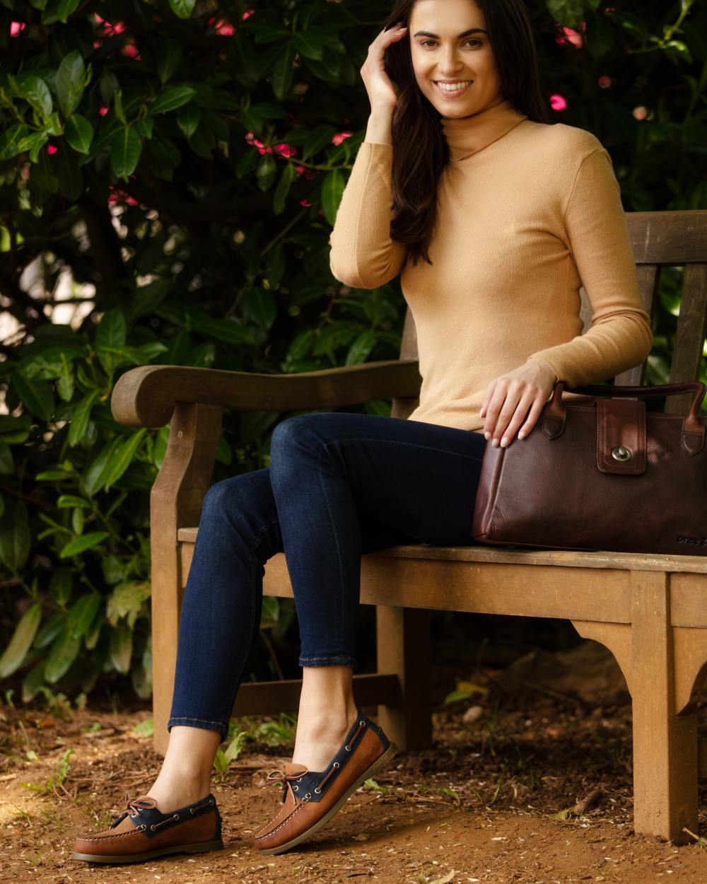 Sand Coloured Orca Bay Oakland Womens Deck Shoes On A Outdoor Background