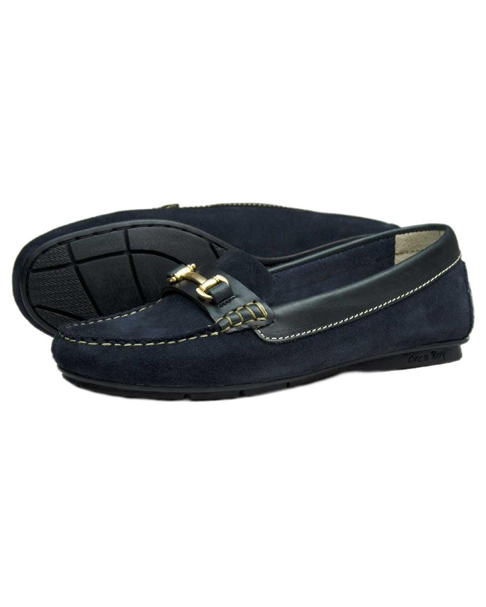 Navy Coloured Orca Bay Womens Cheltenham Loafers on white background