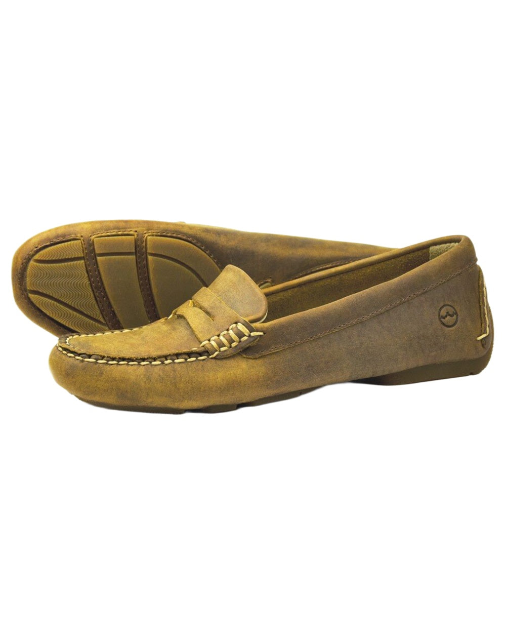 Sand coloured Orca Bay Womens Richmond Loafers on white background