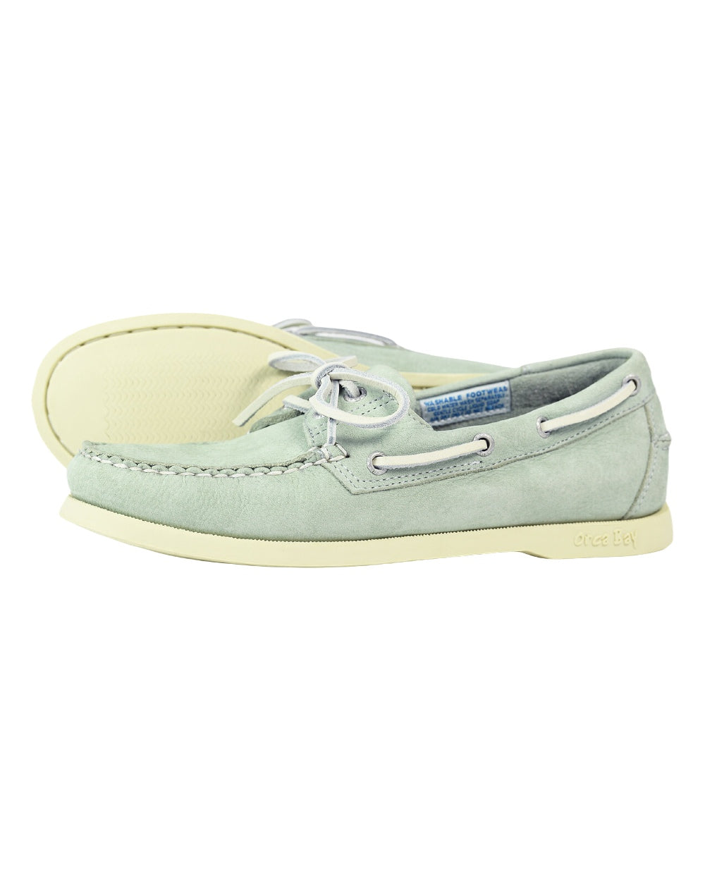 Sage coloured Orca Bay Womens Sandusky Deck Shoes on white background