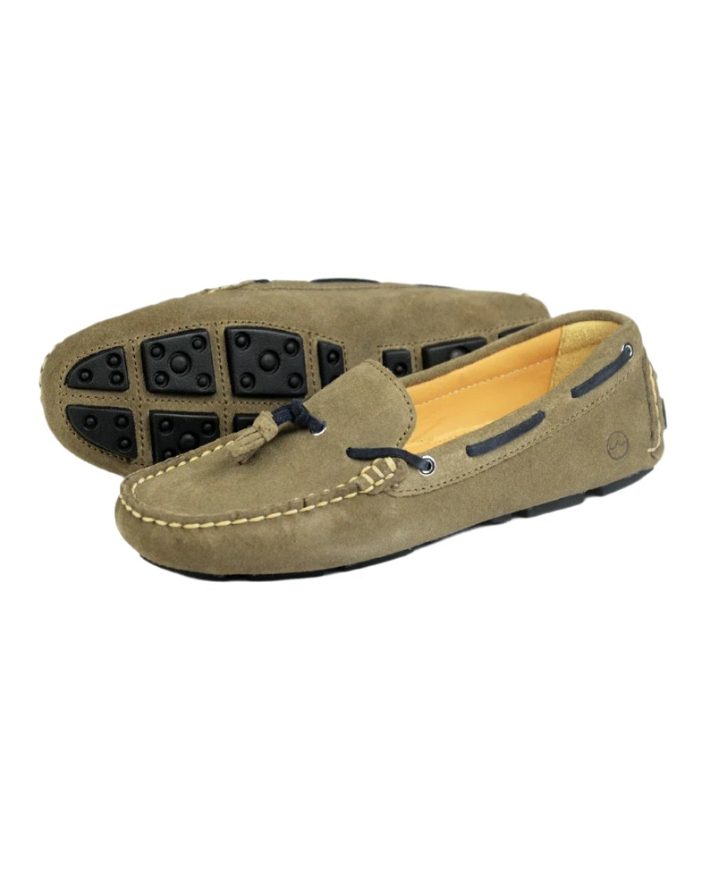 Mushroom Navy coloured Orca Bay Womens Sicily Premium Loafters on white bacground