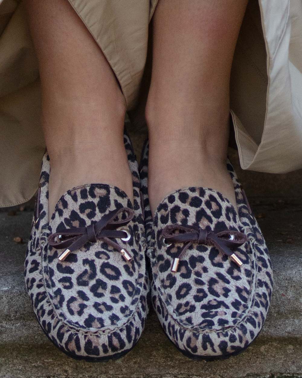 Leopard coloured Orca Bay Womens Vienna Loafers on outdoor background