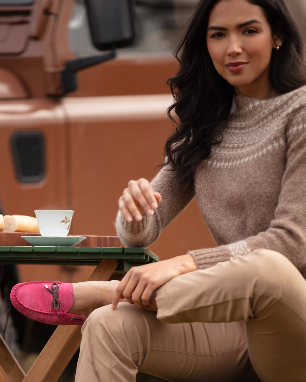 Sorbet coloured Orca Bay Womens Vienna Loafers on outdoor background