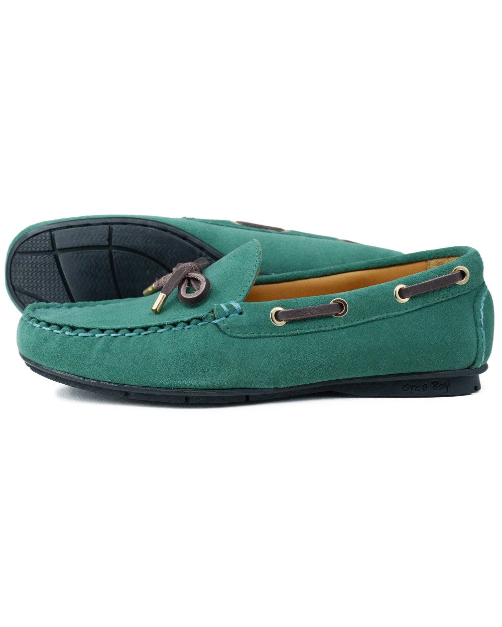Green coloured Orca Bay Womens Vienna Loafers on white background