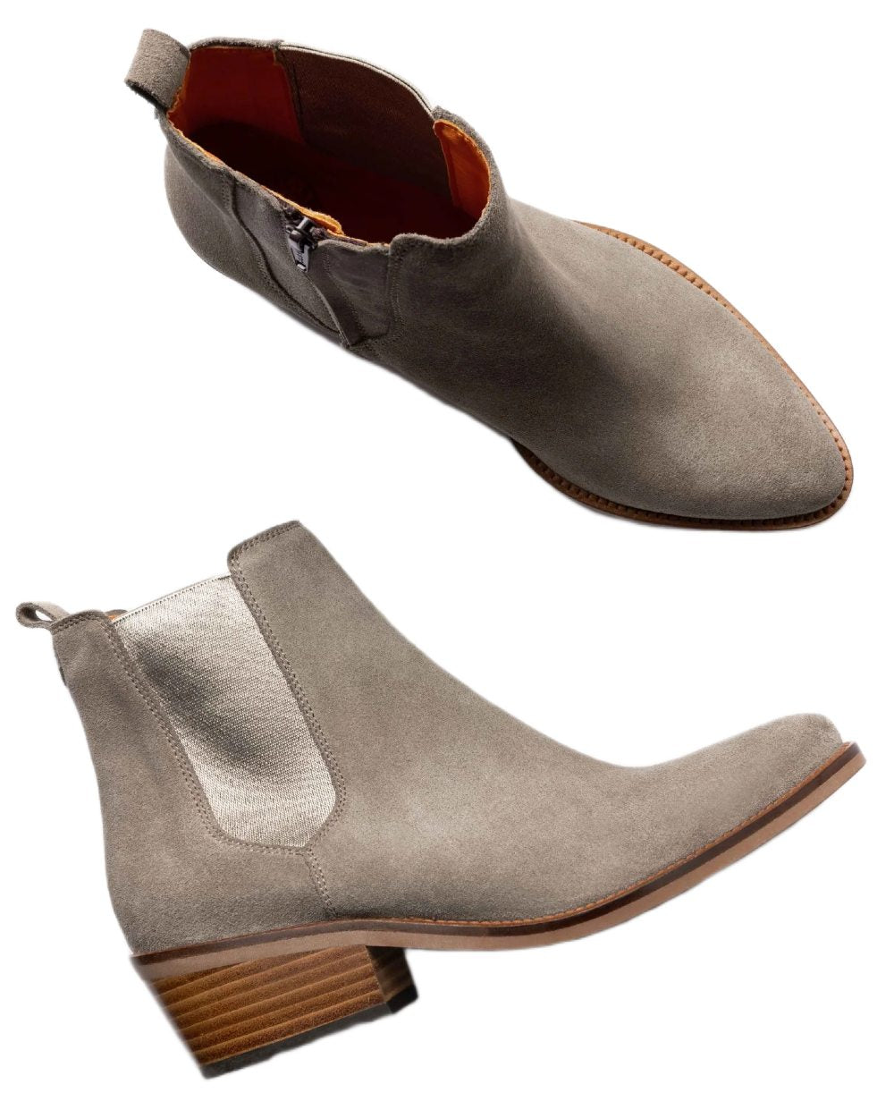 Camel coloured Penelope Chilvers Womens Rove Suede Boots on white background