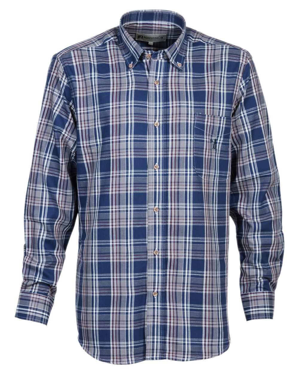 Blue coloured Percussion Aubigny Hunting Shirt on white background