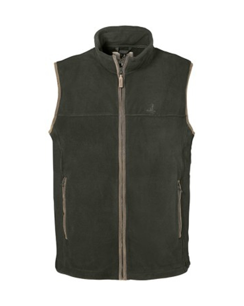 Khaki coloured Percussion Childrens Scotland Gilet on white background