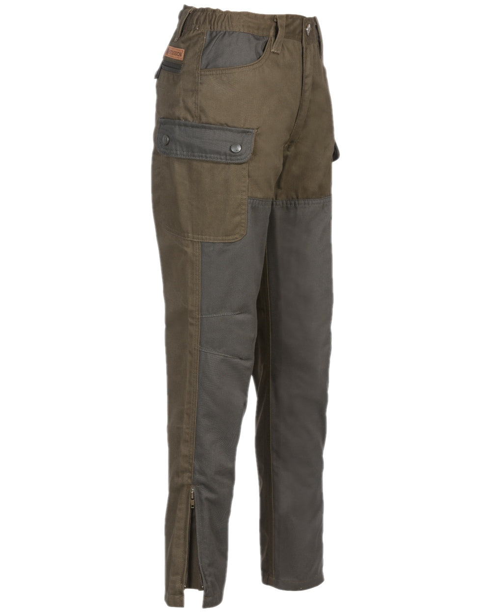 Light Khaki Coloured Percussion Childrens Traditional Tapered Trousers on white background