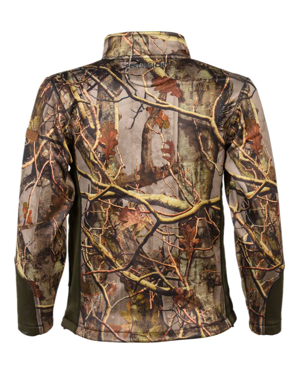 Forest Evo coloured Percussion Childrens Zipped Softshell Jacket on white background