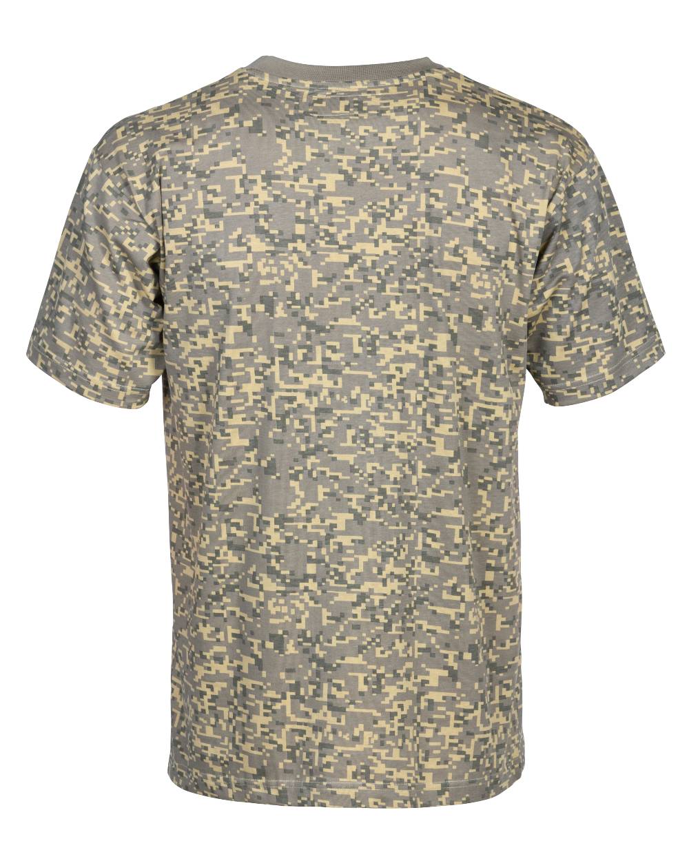 Green Beige coloured Percussion Digicam T-Shirt on white background