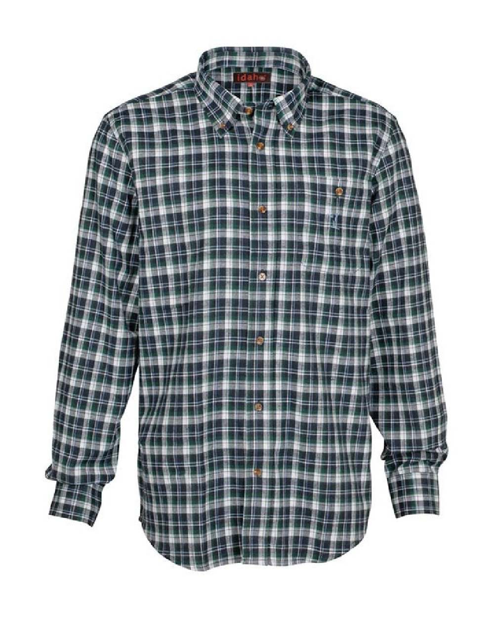 Green coloured Percussion Idaho Castor Shirt on white background